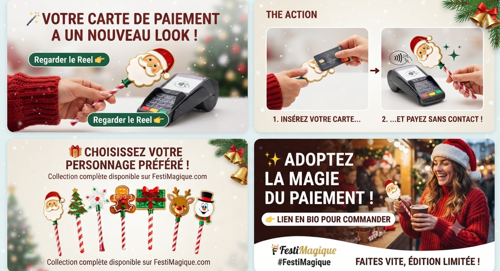 Baguette magique imprimee en 3D creative avec paiement sans contact, support de baguette magique de Noel mignon, drole, leger et portable