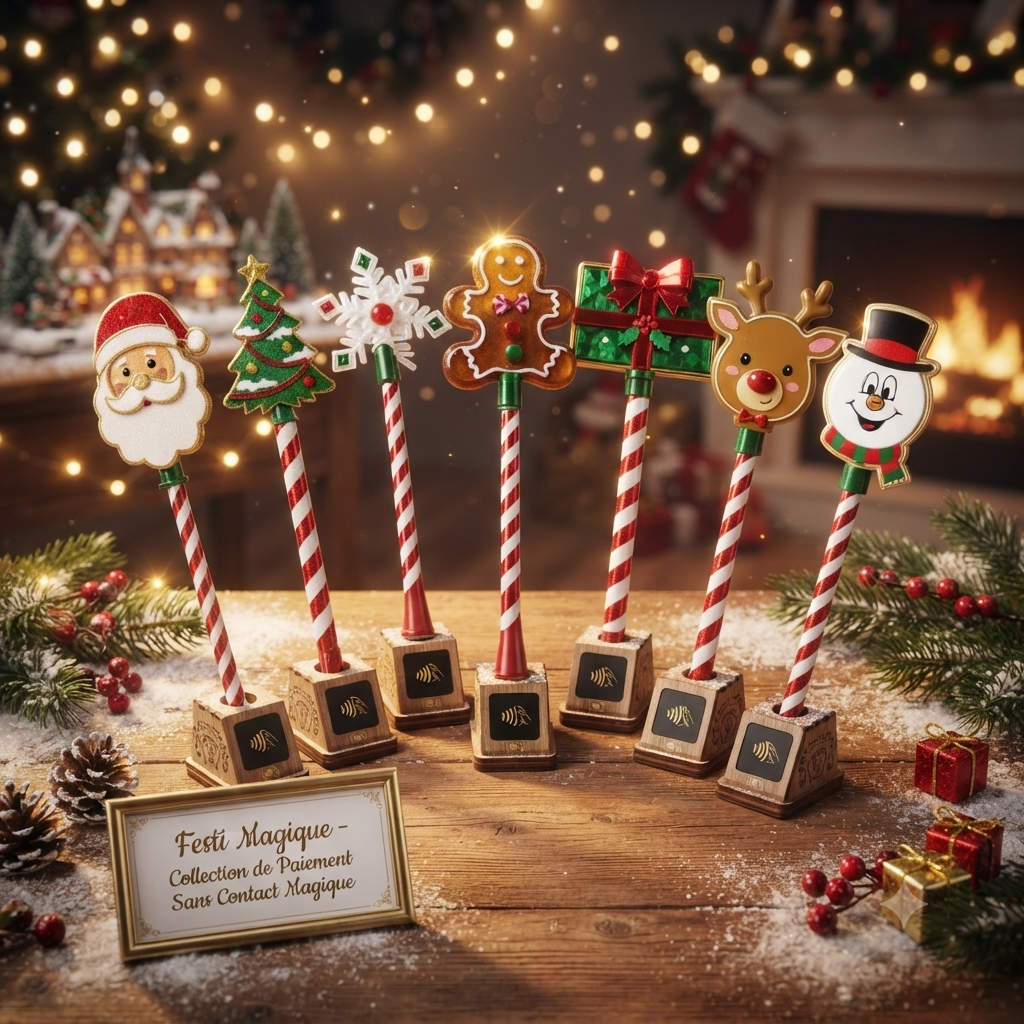 Baguette magique imprimee en 3D creative avec paiement sans contact, support de baguette magique de Noel mignon, drole, leger et portable