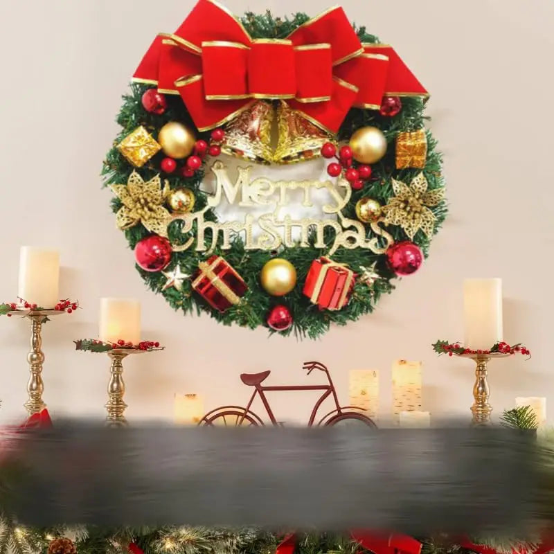 Décoration de Noël : Couronne de Noël Artisanale Simulée à Suspendre pour Porte et Fenêtre – Accessoire de Décoration d'Intérieur Élégant et de Haute Qualité