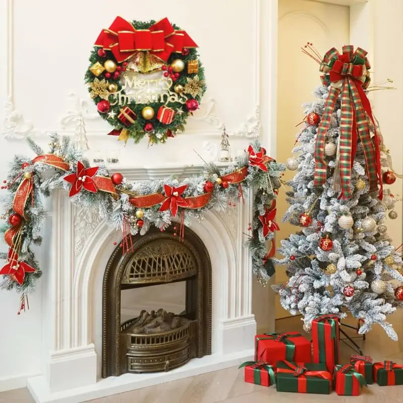 Décoration de Noël : Couronne de Noël Artisanale Simulée à Suspendre pour Porte et Fenêtre – Accessoire de Décoration d'Intérieur Élégant et de Haute Qualité